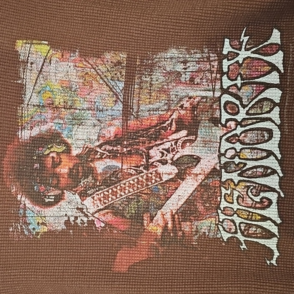 Jimi Hendrix Men's Graphic Waffle Knit Long Sleeve Shirt Size L Large - Picture 3 of 4